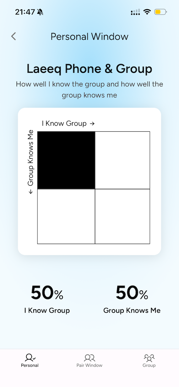 Open Windows Game - Icebreaker questions mobile UI
